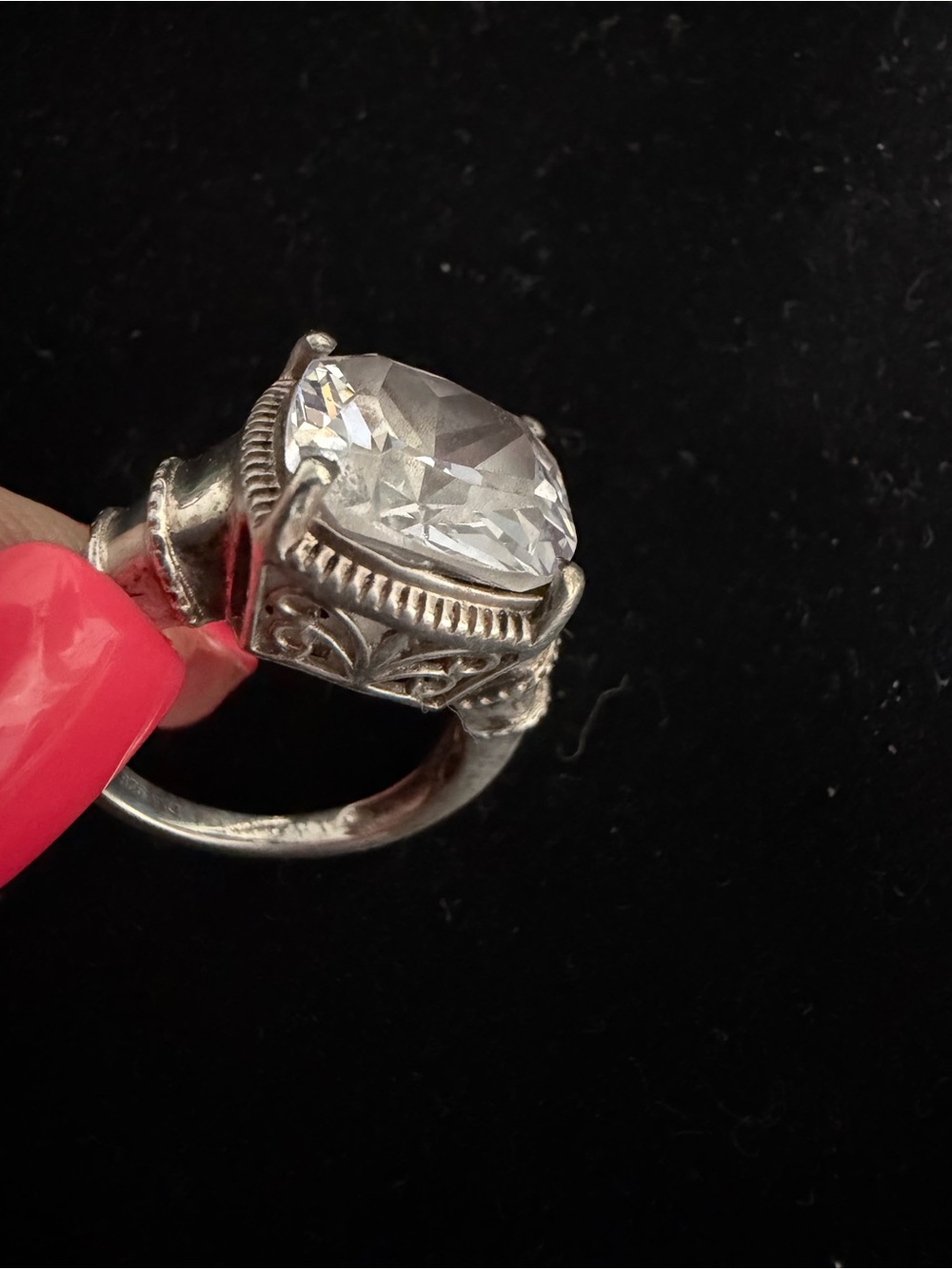 925 Sterling silver large CZ statement ring